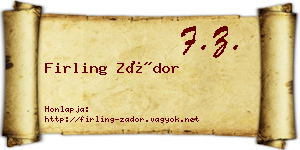 Firling Zádor névjegykártya